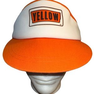 Vintage Yellow Trucking Company Visor Orange White YA Adjustable